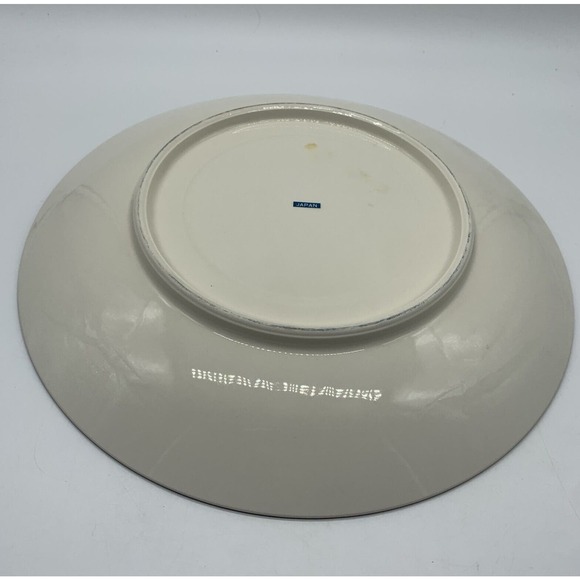 Vintage Japanese Indigo Blue Lotus Flower Koi Fish Plate Platter 12” - Picture 4 of 5